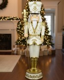 1.8m Ivory & Gold King Nutcracker With Sceptre Life Size Resin Ornament
