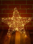 Wire Mesh 3D Star With Neutral White Seed LED Christmas Light Display - 55cm