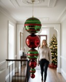 1m Red & Green Heritage Stripe Large Display Multi Ball Finial
