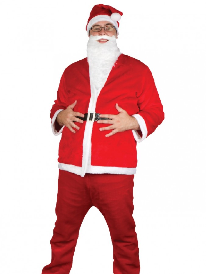 5 Piece Christmas Santa Suit Costume - One Size Fits Most Adults