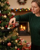 Santa Christmas Train In Your Tree | 12 Piece Set With Headlight & Tree Clamp