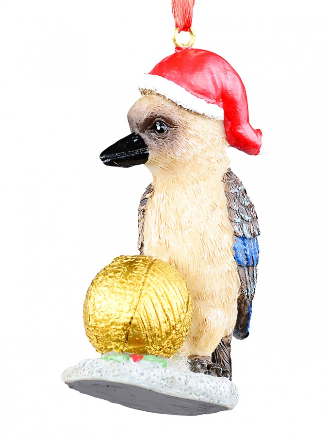 75mm Kookaburra With Gold Bauble Resin Christmas Tree Ornament