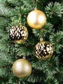 4x Gold Mixed Texture Signature Ball Baubles | 80mm