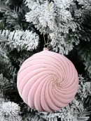 Pale Pink Bauble With Whirlpool Glitter Design Hanging Decoration - 12cm