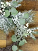 Decorated Wire Spun Winter Wreath With Mixed Flocked Foliage - 50cm