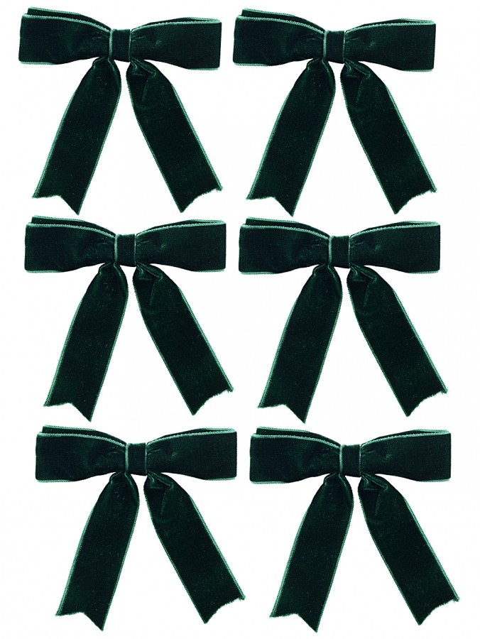 6x Dynamic Forest Green Signature Velvet Decorative Bows | 10cm