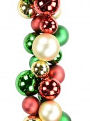 Metallic & Matte Red, Green & Gold Bauble Cluster Christmas Garland - 1.4m