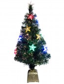 Multi Colour With LED Star Decorations Fibre Optic Tree - 1.2m