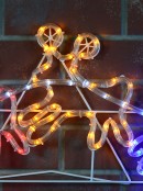 Multi Colour LED Santa, Sleigh & Cute Reindeers Rope Light Silhouette - 1.3m