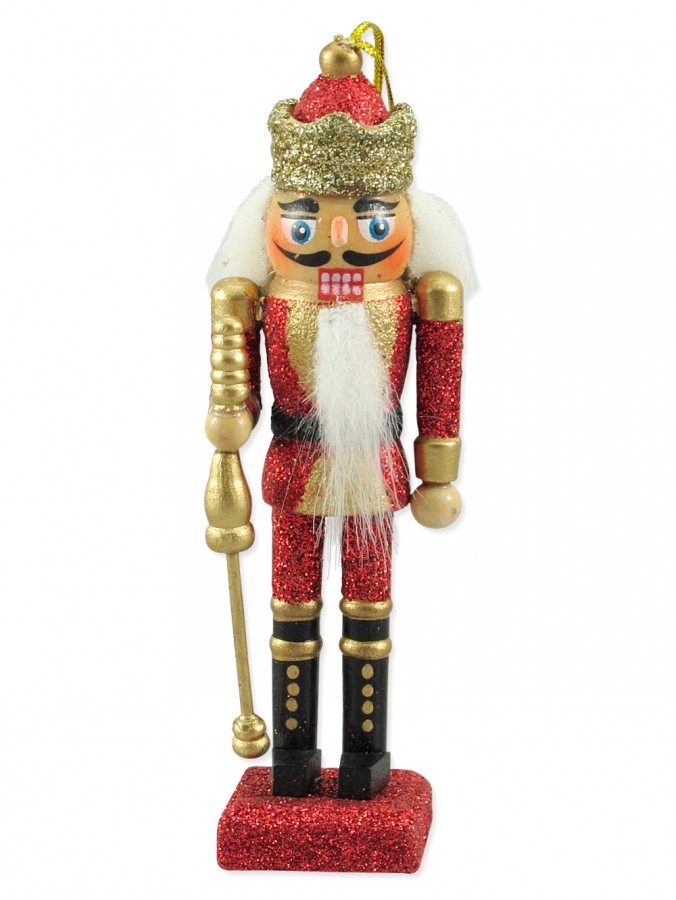 Red Traditional Nutcracker Hanging Ornament - 12cm