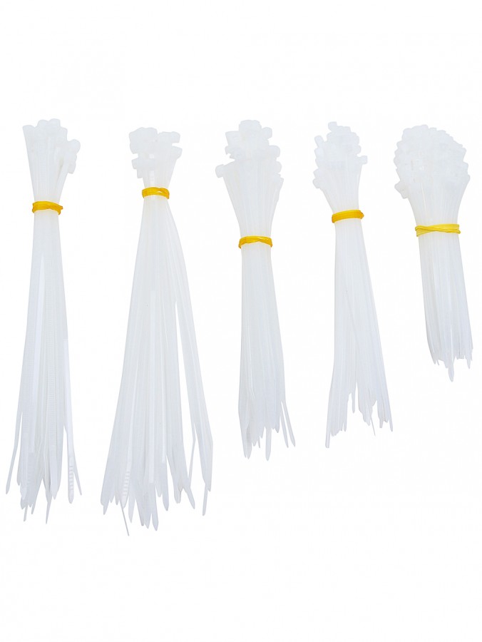 300x Stanford Clear White Cable Tie Set | Multi Size Heavy Duty Nylon Fasteners