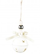 65mm White Gloss Crotal Bell With Bow & Bead Decorations