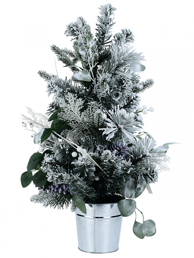 Frosty Winter Potted Foliage Bouquet Christmas Tree With 70 Tips - 66cm