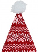 Red & White Knitted Sweater Look Santa Christmas Hat - One Size Fits Most