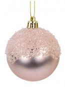 Matte Pink & Matte Gold Baubles With Textured Frost Topping - 2 x 60mm
