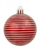 Various Red & Silver Baubles With Plain & Glittered Patterns - 9 x 60mm