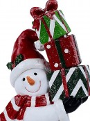 Merry Christmas Snowman & Gifts Decorative Resin Statue Ornament - 31cm