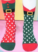 Madmia Red & Green Jingle Bells Design Christmas Socks - One Size Fits Most
