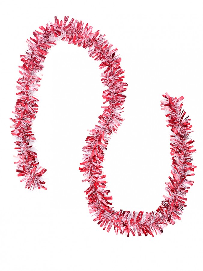 2m Red & Clear Thick & Thin Fir Needle 9ply 90mm Tinsel Garland