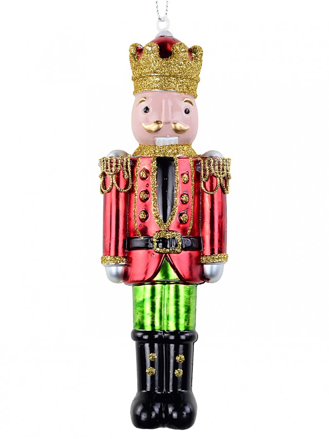 Whimsical Red & Green Nutcracker Soldier Christmas Tree Ornament | 15cm