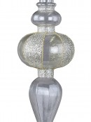 24cm Clear Ball Finial Hanging Ornament With Silver Glitter & Teardrop