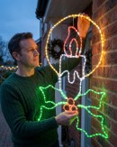 1m Dynamic Candle & Holly Outdoor Christmas LED Rope Light Display