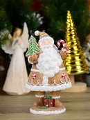 23cm Glitter Gingerbread Cookie Santa Resin Figurine Ornament