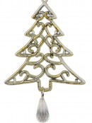 Gold Tree Shape Swirl Design Christmas Tree Hanging Decorations - 2 x 12cm