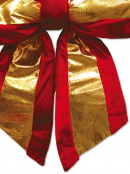Large Red Velvet Bow With Shiny Gold Stripe Display Decoration - 45cm