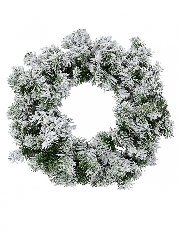 Heavily Flocked Snow Christmas Pine Wreath With 120 Tips - 55cm