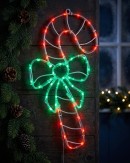 52cm Outdoor Candy Cane & Bow LED Noodle Rope Light Motif