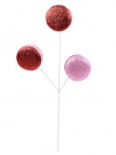 46cm Macarons With Red & Pink Glitter Cookie Shells Long Christmas Stem