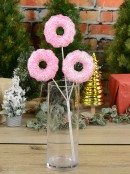 46cm Pink Tinsel Doughnuts With Iridescent Sequins Long Christmas Stem