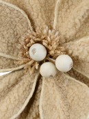 22cm Cream Natural Wool Magnolia Flower Christmas Tree Clip Pick
