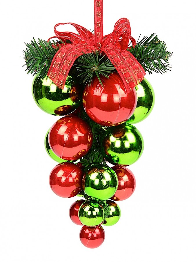 Red & Green Grape Clustered Baubles - 22cm
