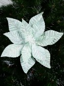 Turquoise Poinsettia & Iridescent Christmas Fairy Floss Long Stem - 28cm Wide