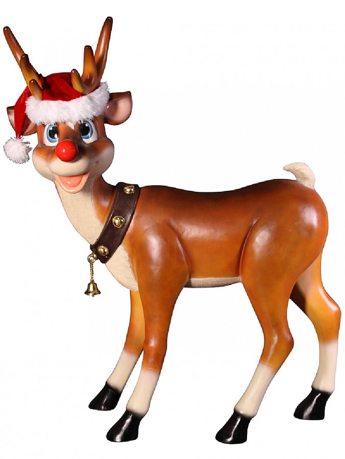 Cute Standing Resin Reindeer Life Size Christmas Decoration Ornament - 1.1m