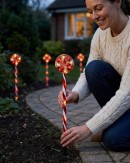 6x LED Christmas Lollipop Path Lights - Red & White Candy Swirl Stakes | 50cm