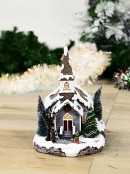 Winter Church LED Christmas Village Scene With Animated Bell & Tree - 35cm