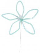 Pastel Blue Sequin Silhouette Poinsettia Pick With Pearl Cyathia | 30cm
