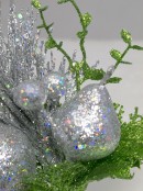 Assorted Silver Glittered Fruit Decorative Pick - 12cm