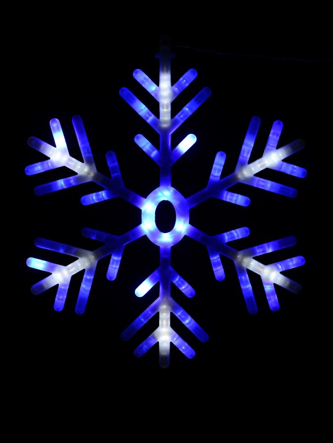 Plastic Tube Snowflake Light in Blue & White - 61cm