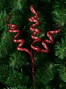 36cm Shiny Red Layered Sequins Curly Ribbon Spray Long Christmas Stem