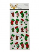 Assorted Stockings Or Christmas Trees & Baubles Glittered Foil Stickers