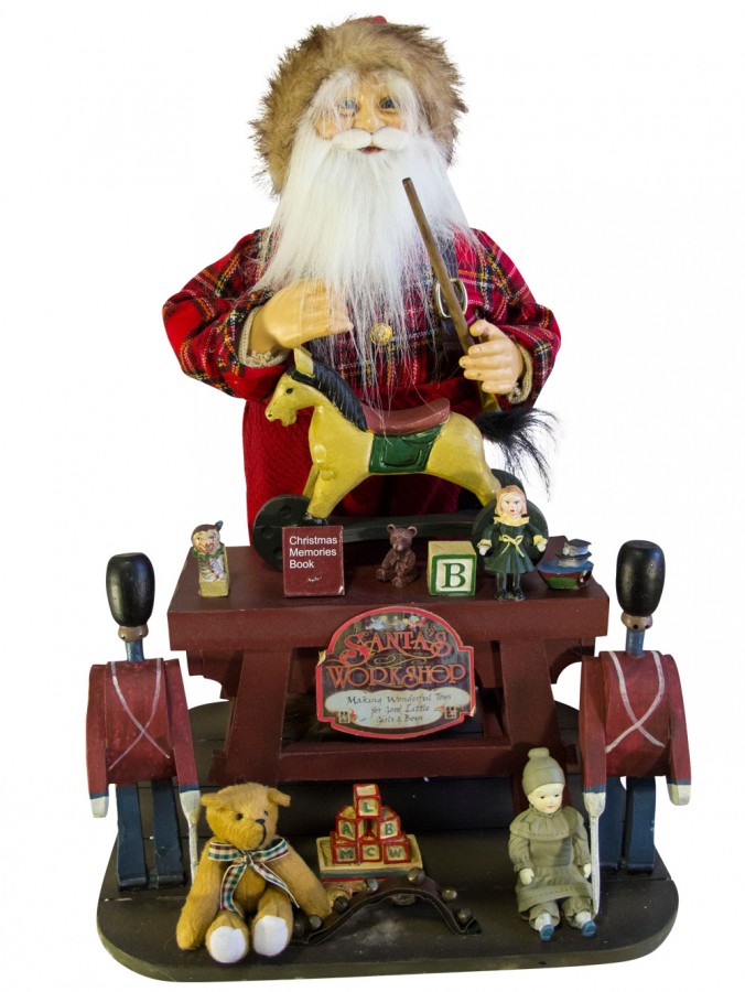 Decorative Santa At Workshop Desk With Toys - 55cm
