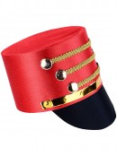 Premium Red & Gold Nutcracker Toy Soldier Costume Hat | One Size