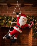 Hanging Santa On Ladder Outdoor Stretch Nylon Christmas Decoration | 1m