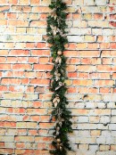 Decorated Gold & Champagne Mix Foliage & Floral Christmas Pine Garland - 1.8m