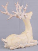 21cm Carved Wood Look Sitting Reindeer Resin Figurine