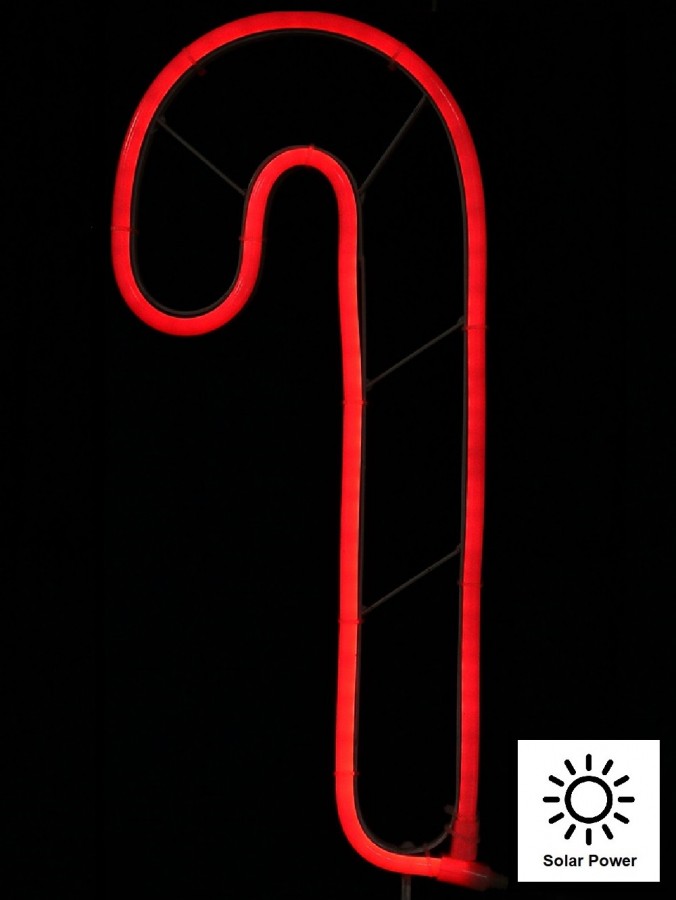 Red Neon Flex Candy Cane Solar Powered Christmas Path Light - 36cm